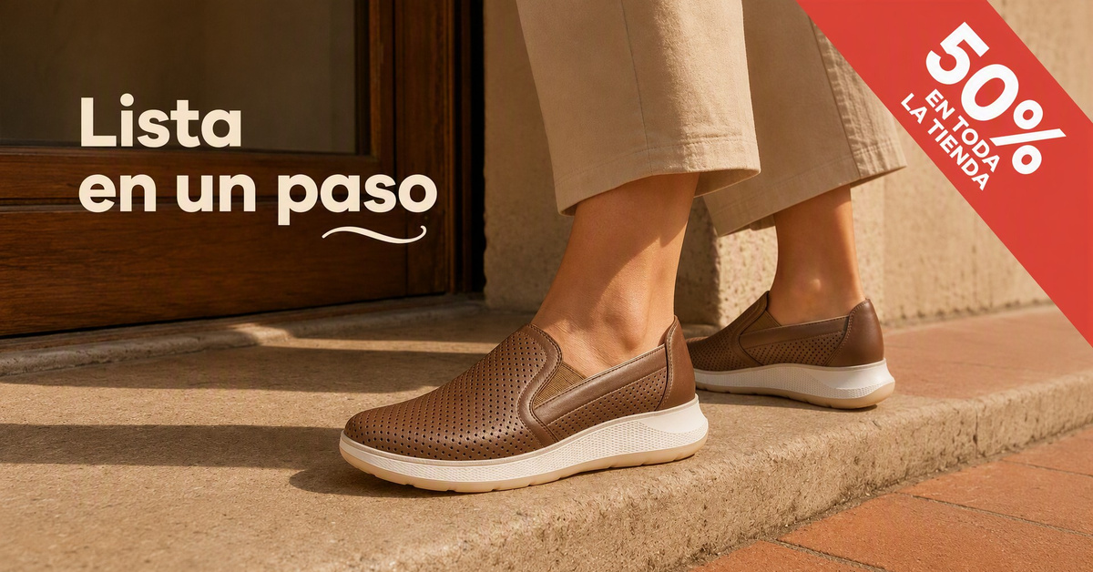 Zapatos café sin agujetas en uso